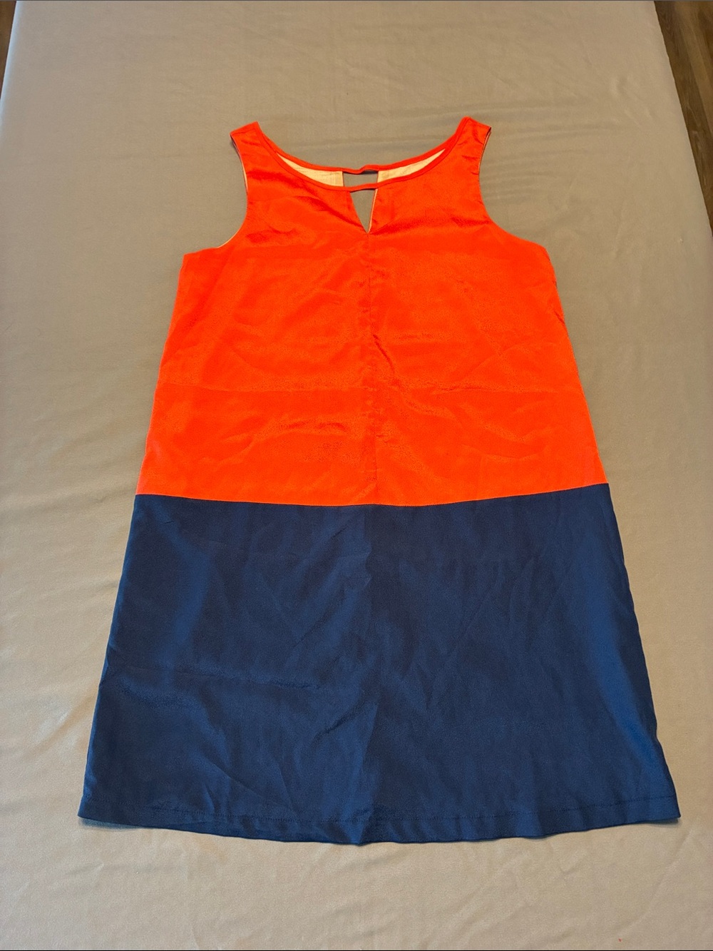 Monteau Orange and Navy Colorblock Sleeveless Tunic